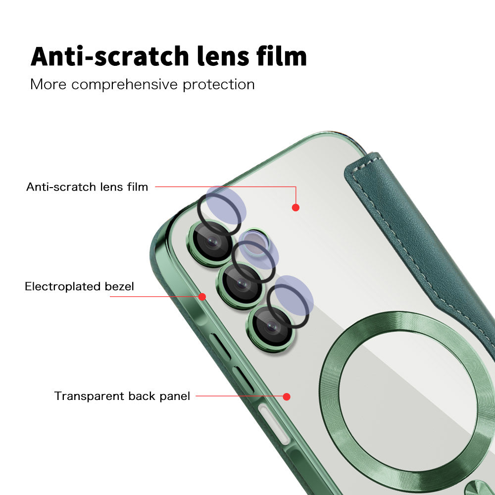 Capa MagSafe para Samsung Galaxy A15 5G A156 / A15 A155, Techsuit, SmartMag Book, Verde