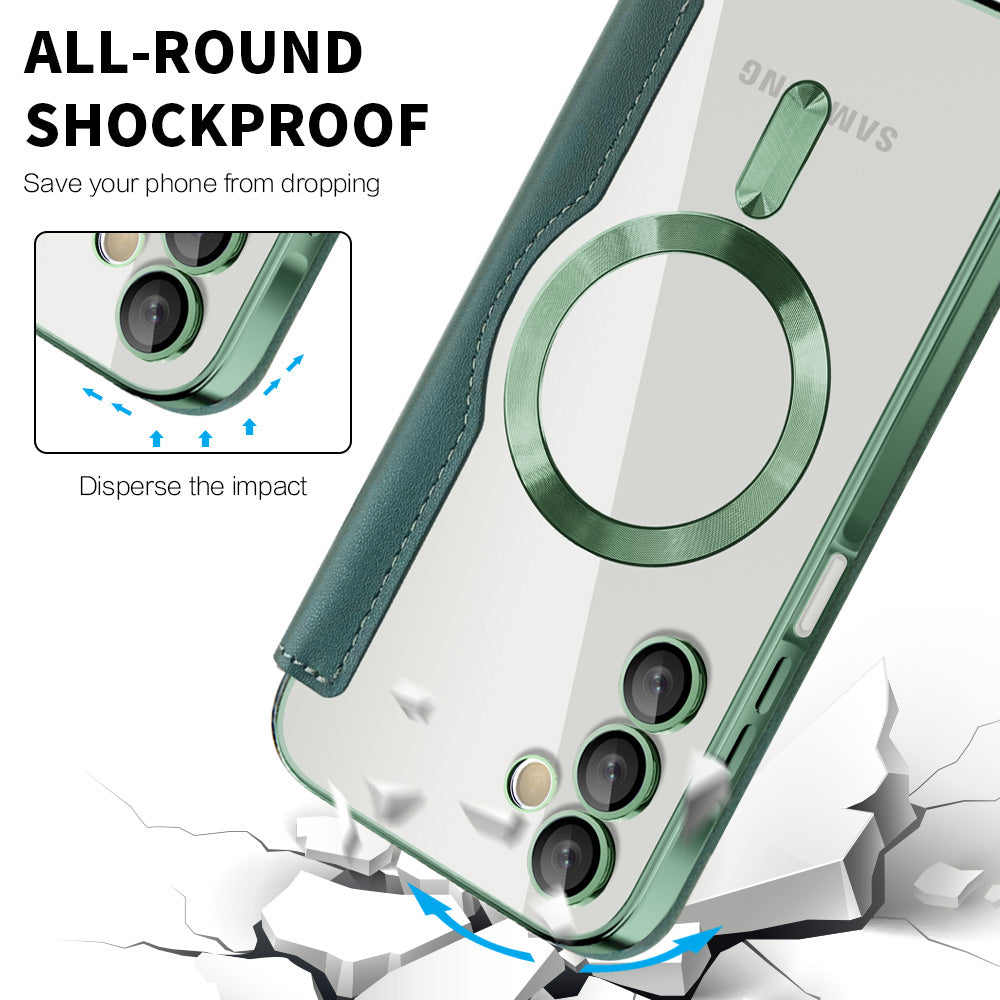 Capa MagSafe para Samsung Galaxy A15 5G A156 / A15 A155, Techsuit, SmartMag Book, Verde