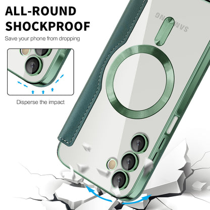 Capa MagSafe para Samsung Galaxy A15 5G A156 / A15 A155, Techsuit, SmartMag Book, Verde