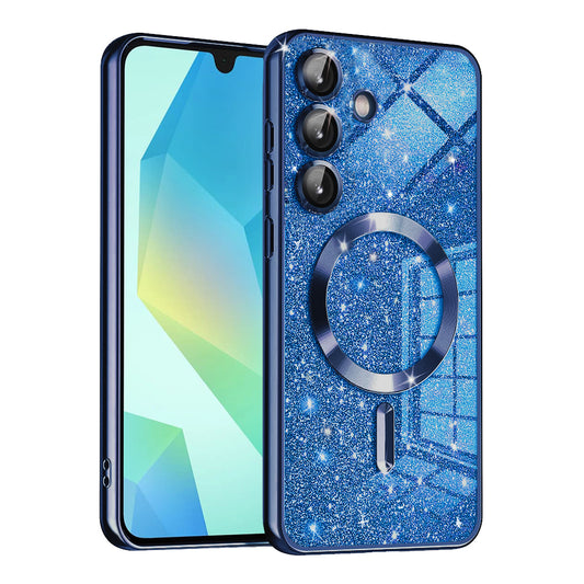 Capa MagSafe para Samsung Galaxy A16 5G A166 / A16 4G A165, Techsuit, Luxury Glitter, Azul Escuro