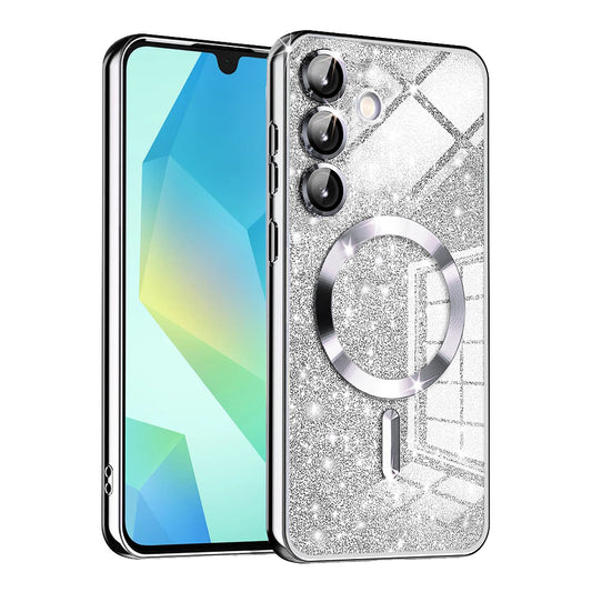 Capa MagSafe para Samsung Galaxy A16 5G A166 / A16 4G A165, Techsuit, Luxury Glitter, Prateada