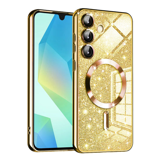 Capa MagSafe para Samsung Galaxy A16 5G A166 / A16 4G A165, Techsuit, Luxury Glitter, Dourada
