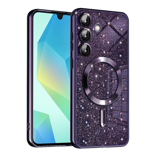Capa MagSafe para Samsung Galaxy A16 5G A166 / A16 4G A165, Techsuit, Luxury Glitter, Roxo Escuro