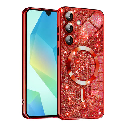 Capa MagSafe para Samsung Galaxy A16 5G A166 / A16 4G A165, Techsuit, Luxury Glitter, Vermelha
