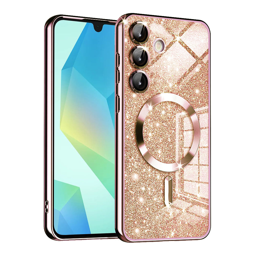Capa MagSafe para Samsung Galaxy A16 5G A166 / A16 4G A165, Techsuit, Luxury Glitter, Rosa Dourado