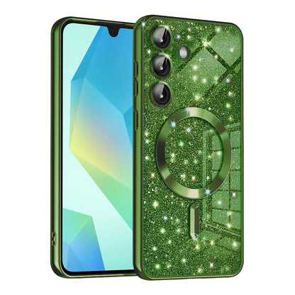 Capa MagSafe para Samsung Galaxy A16 5G A166 / A16 4G A165, Techsuit, Luxury Glitter, Verde Escuro