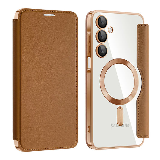 Capa MagSafe para Samsung Galaxy A16 5G A166 / A16 4G A165, Techsuit, SmartMag Book, Castanha
