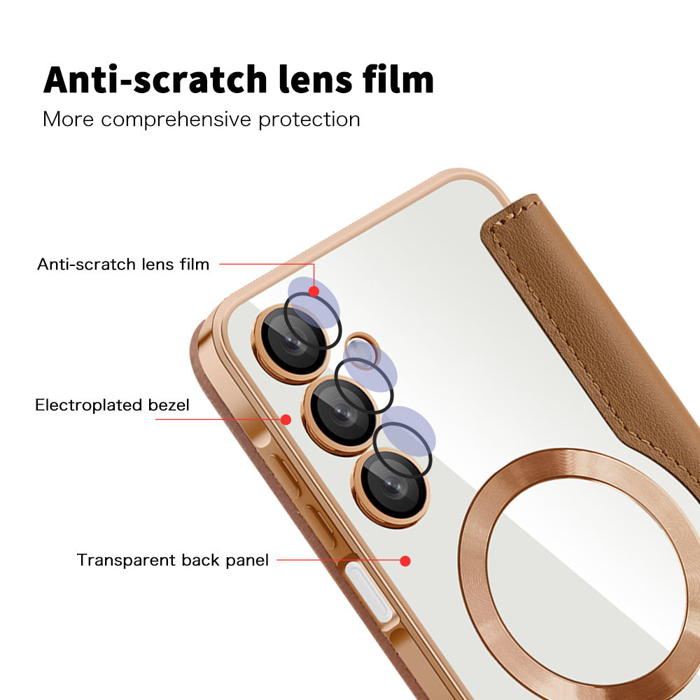 Capa MagSafe para Samsung Galaxy A16 5G A166 / A16 4G A165, Techsuit, SmartMag Book, Castanha