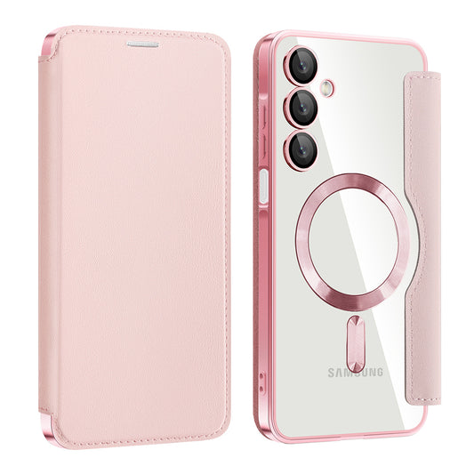 Capa MagSafe para Samsung Galaxy A16 5G A166 / A16 4G A165, Techsuit, SmartMag Book, Rosa