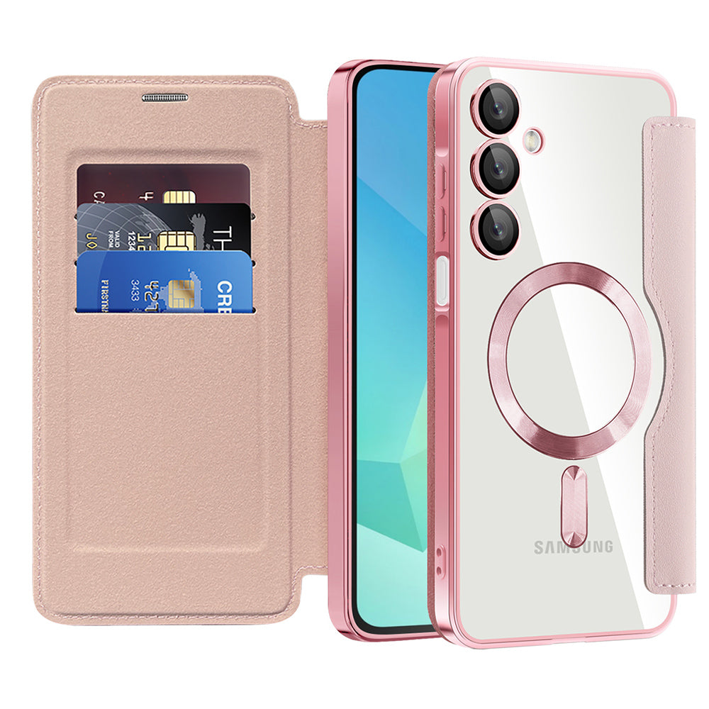 Capa MagSafe para Samsung Galaxy A16 5G A166 / A16 4G A165, Techsuit, SmartMag Book, Rosa