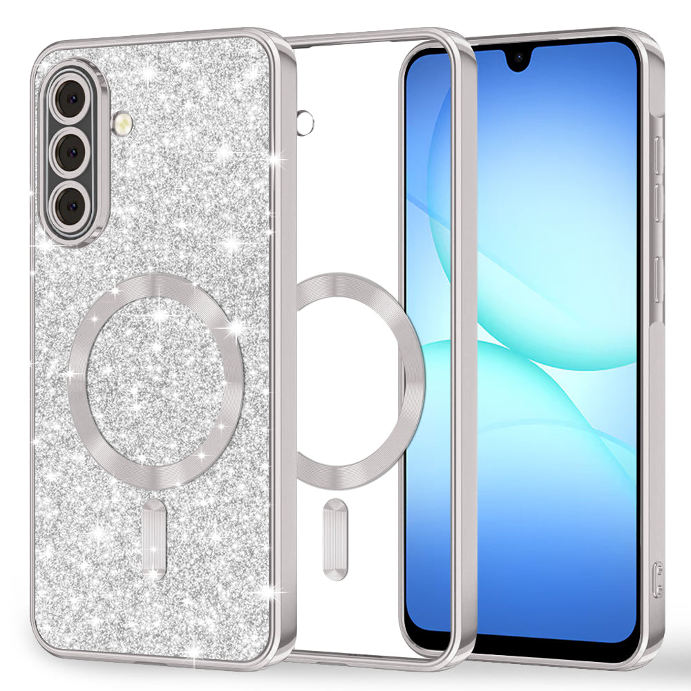 Capa MagSafe para Samsung Galaxy A17 4G / A17 5G, Techsuit, Luxury Glitter, Prateada