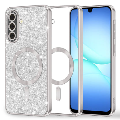 Capa MagSafe para Samsung Galaxy A17 4G / A17 5G, Techsuit, Luxury Glitter, Prateada