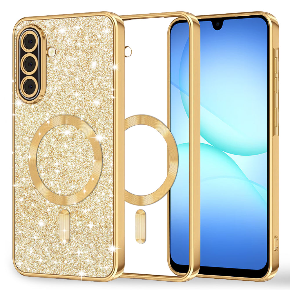 Capa MagSafe para Samsung Galaxy A17 4G / A17 5G, Techsuit, Luxury Glitter, Dourada