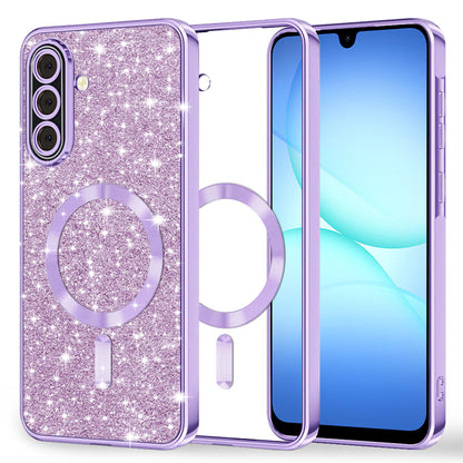 Capa MagSafe para Samsung Galaxy A17 4G / A17 5G, Techsuit, Luxury Glitter, Roxo Claro