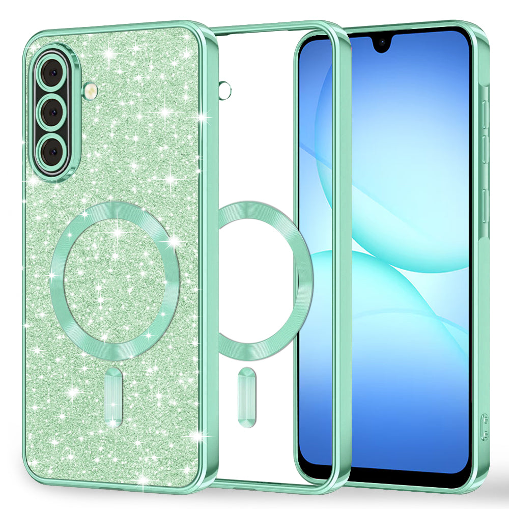 Capa MagSafe para Samsung Galaxy A17 4G / A17 5G, Techsuit, Luxury Glitter, Verde Claro