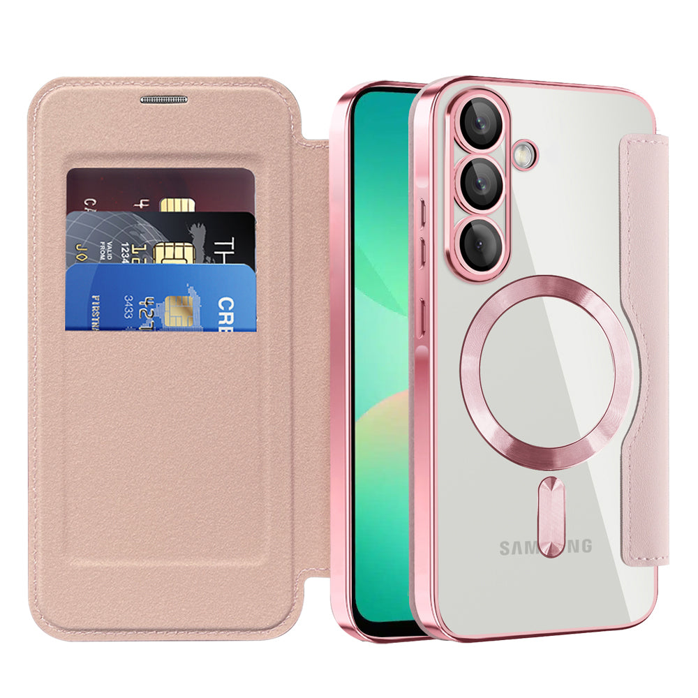 Capa MagSafe para Samsung Galaxy A26 A266, Techsuit, SmartMag Book, Rosa