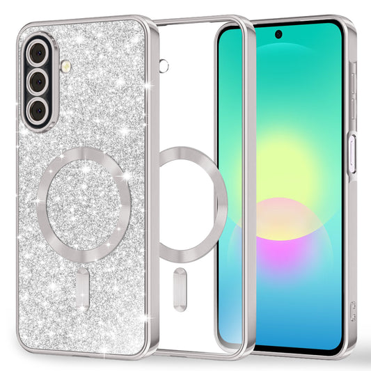 Capa MagSafe para Samsung Galaxy A27 5G, Techsuit, Luxury Glitter, Prateada