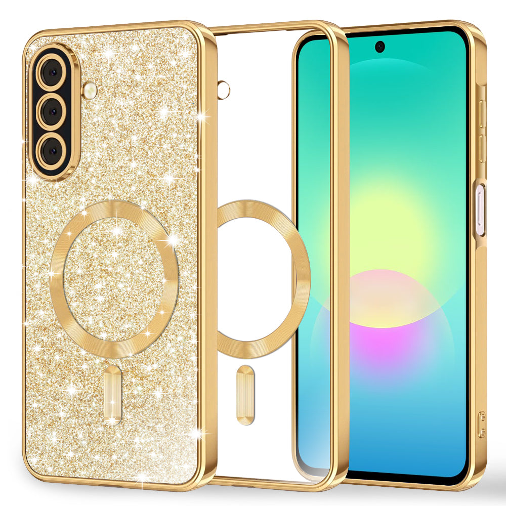 Capa MagSafe para Samsung Galaxy A27 5G, Techsuit, Luxury Glitter, Dourada