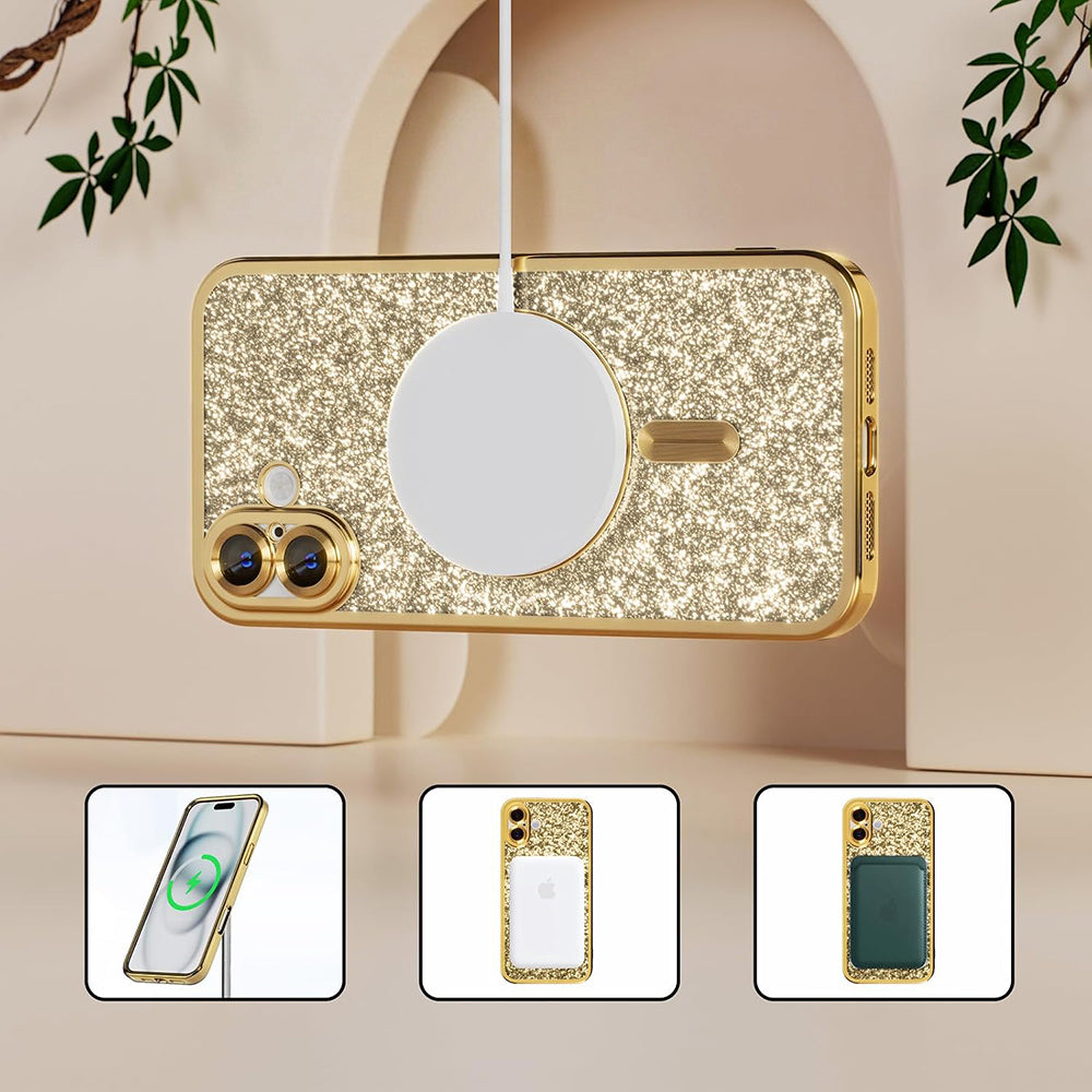 Capa MagSafe para Samsung Galaxy A27 5G, Techsuit, Luxury Glitter, Dourada