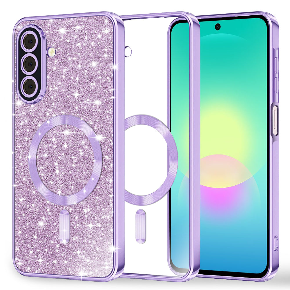 Capa MagSafe para Samsung Galaxy A27 5G, Techsuit, Luxury Glitter, Roxo Claro