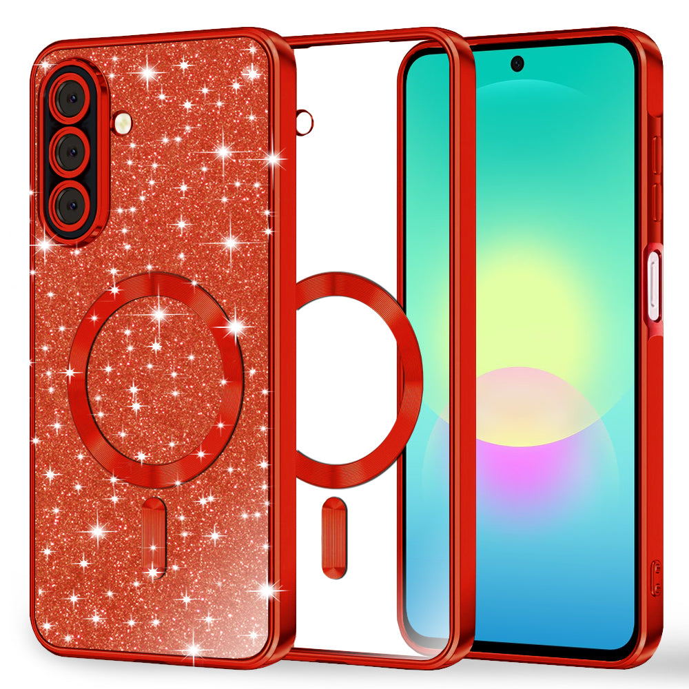Capa MagSafe para Samsung Galaxy A27 5G, Techsuit, Luxury Glitter, Vermelha