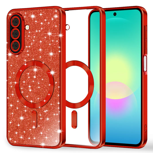 Capa MagSafe para Samsung Galaxy A27 5G, Techsuit, Luxury Glitter, Vermelha