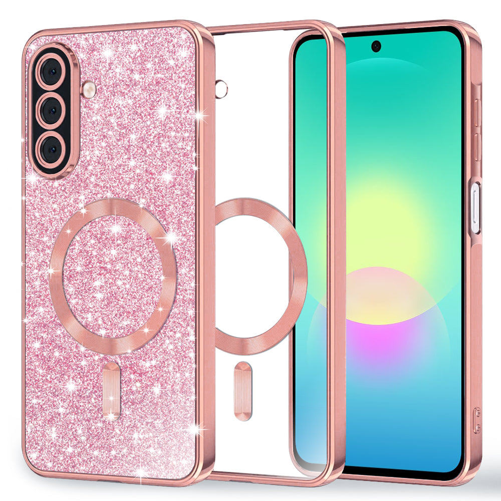 Capa MagSafe para Samsung Galaxy A27 5G, Techsuit, Luxury Glitter, Rosa Dourado