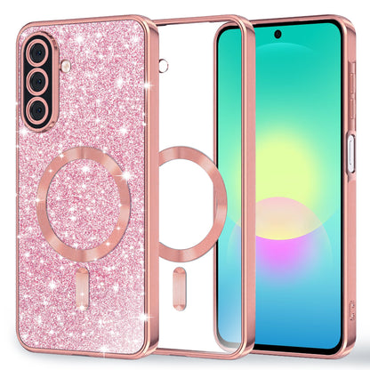 Capa MagSafe para Samsung Galaxy A27 5G, Techsuit, Luxury Glitter, Rosa Dourado