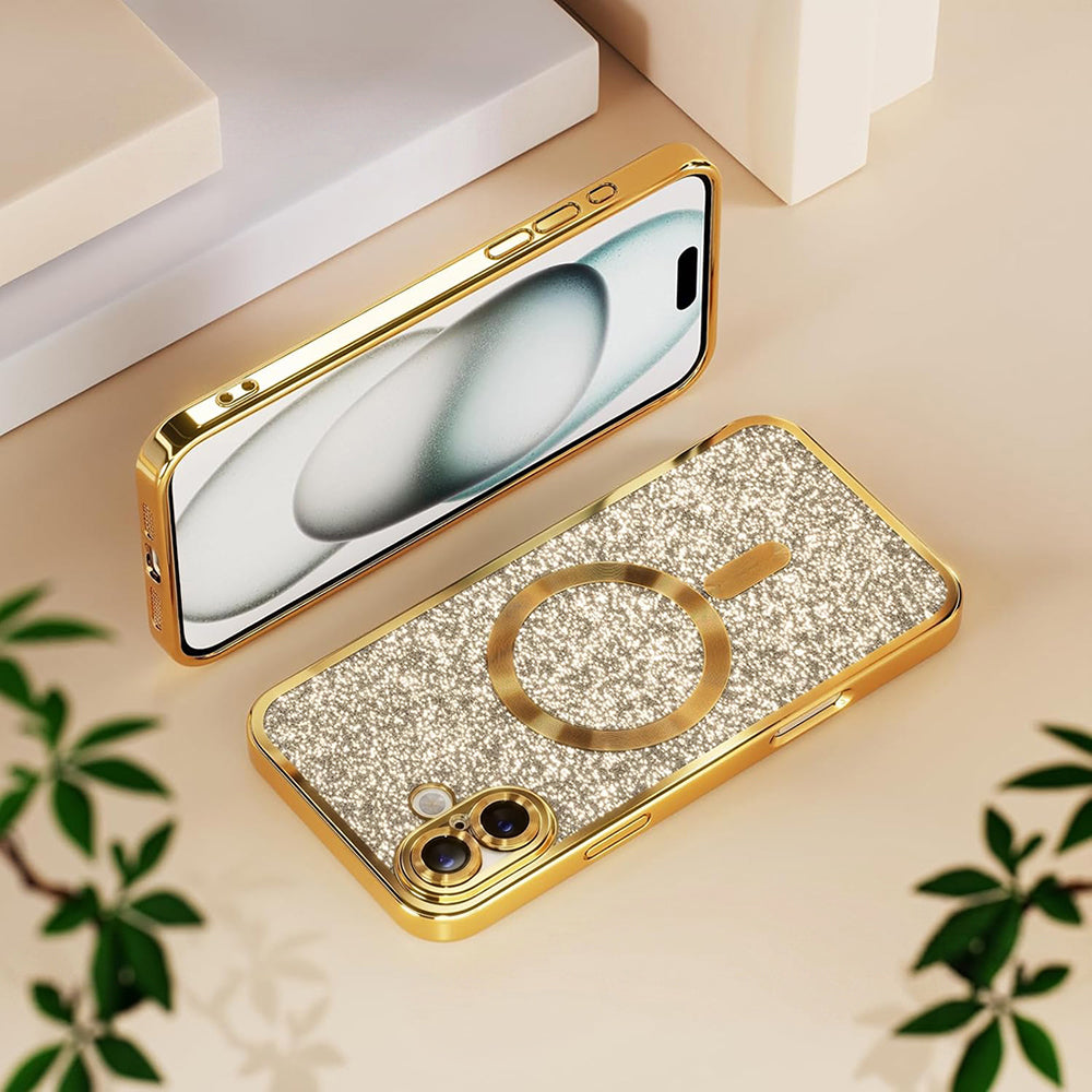 Capa MagSafe para Samsung Galaxy A27 5G, Techsuit, Luxury Glitter, Rosa Dourado