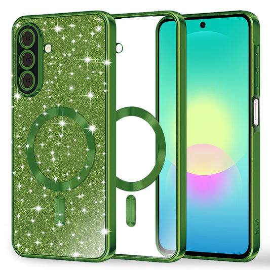 Capa MagSafe para Samsung Galaxy A27 5G, Techsuit, Luxury Glitter, Verde Escuro
