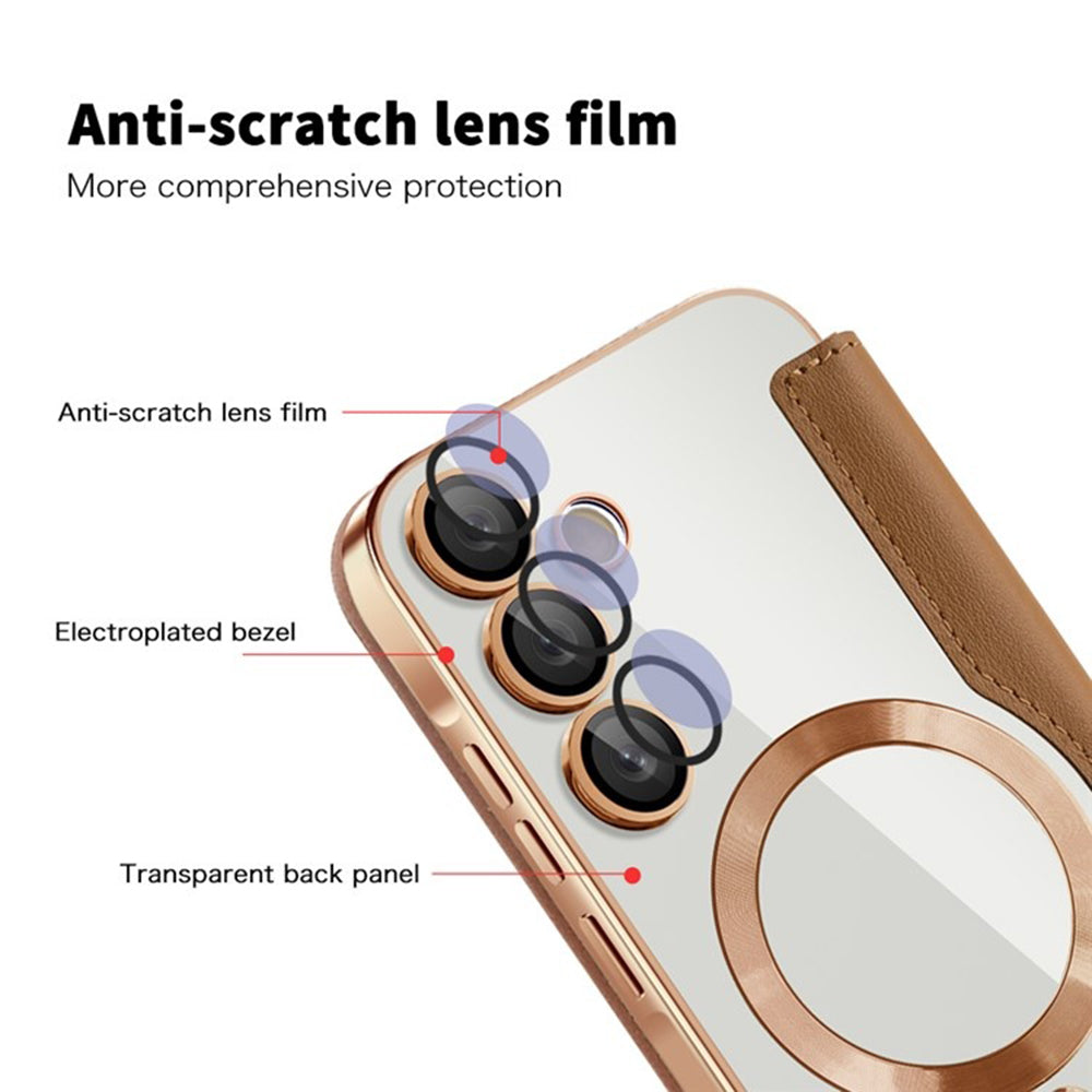 MagSafe Case for Samsung Galaxy A35 5G A356, Techsuit, SmartMag Book, Brown