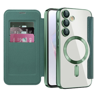 Capa MagSafe para Samsung Galaxy A35 5G A356, Techsuit, SmartMag Book, Verde