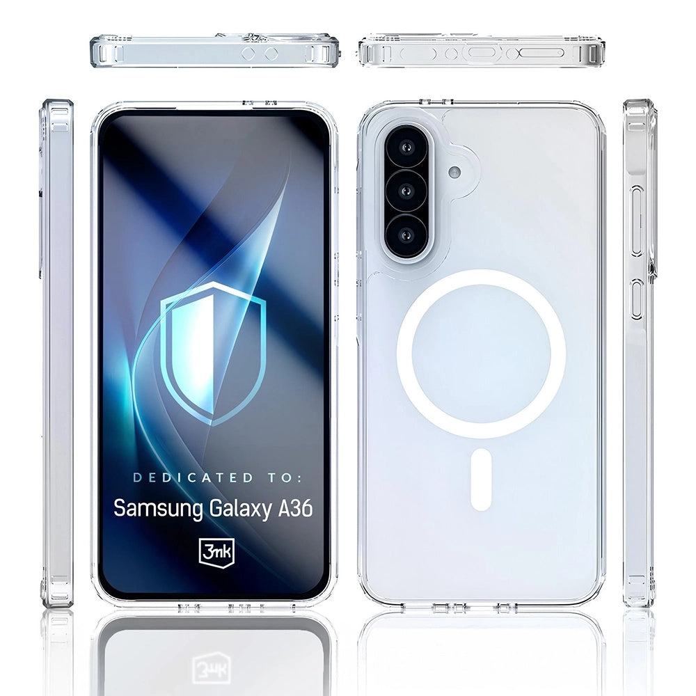 Capa MagSafe para Samsung Galaxy A36 A366, 3MK, Armor MagCase, Transparente