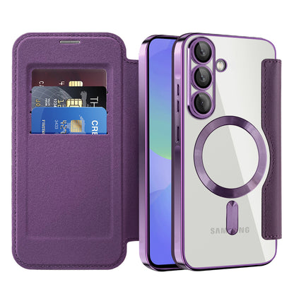 Capa MagSafe para Samsung Galaxy A36 A366, Techsuit, SmartMag Book, Roxo