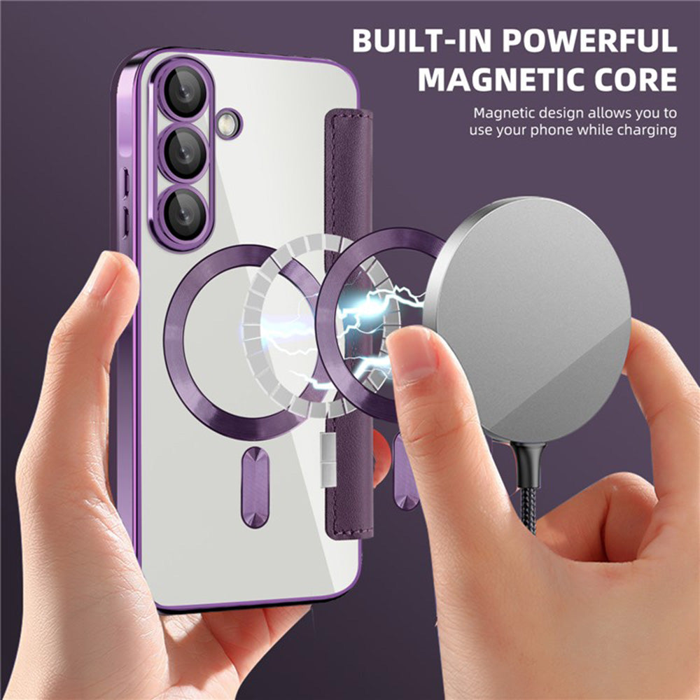 Capa MagSafe para Samsung Galaxy A36 A366, Techsuit, SmartMag Book, Roxo
