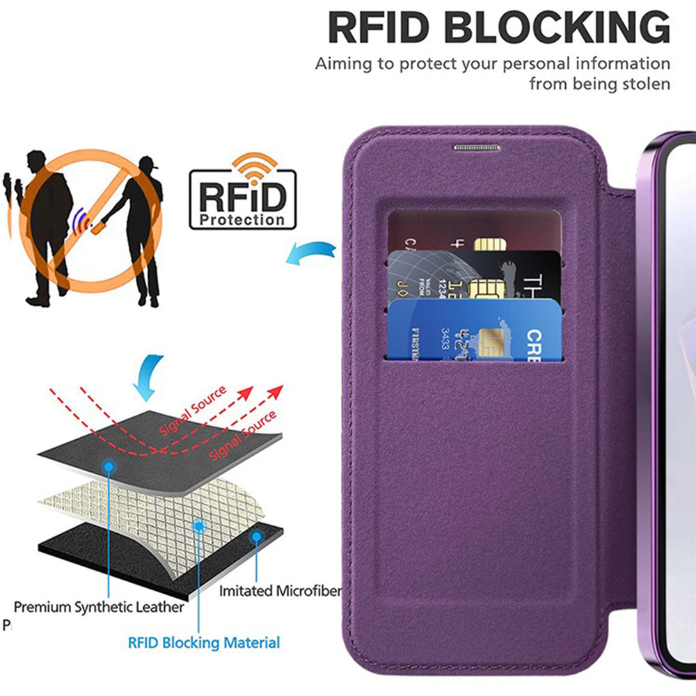 Capa MagSafe para Samsung Galaxy A36 A366, Techsuit, SmartMag Book, Roxo