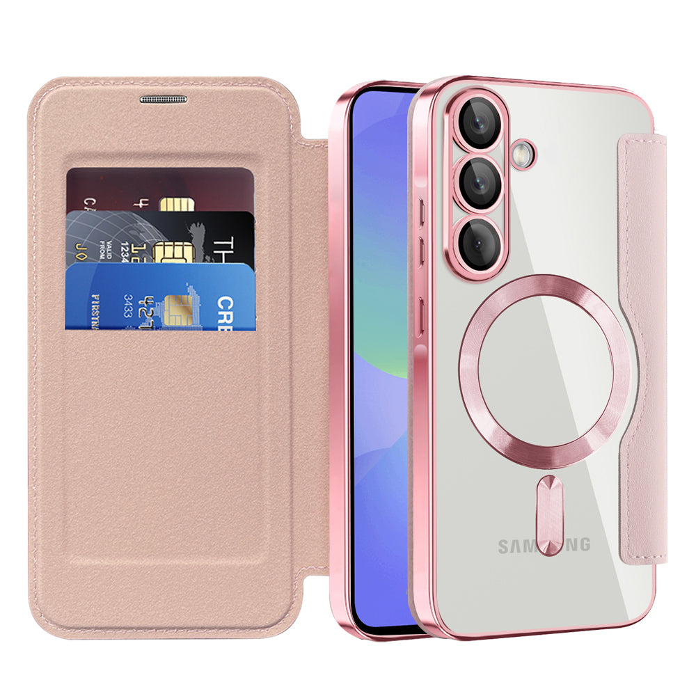 Capa MagSafe para Samsung Galaxy A36 A366, Techsuit, SmartMag Book, Rosa