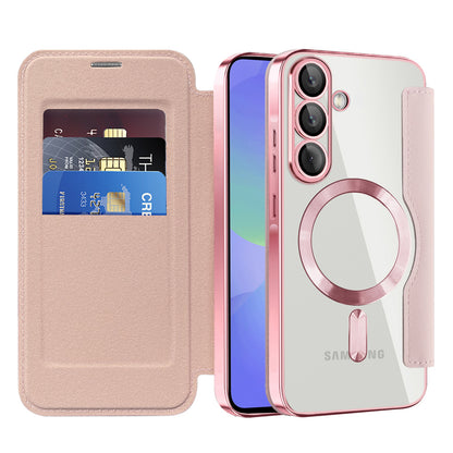 Capa MagSafe para Samsung Galaxy A36 A366, Techsuit, SmartMag Book, Rosa