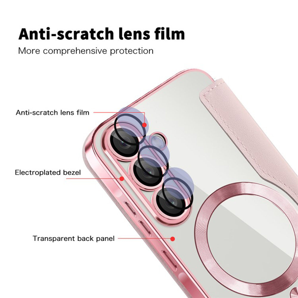 Capa MagSafe para Samsung Galaxy A36 A366, Techsuit, SmartMag Book, Rosa