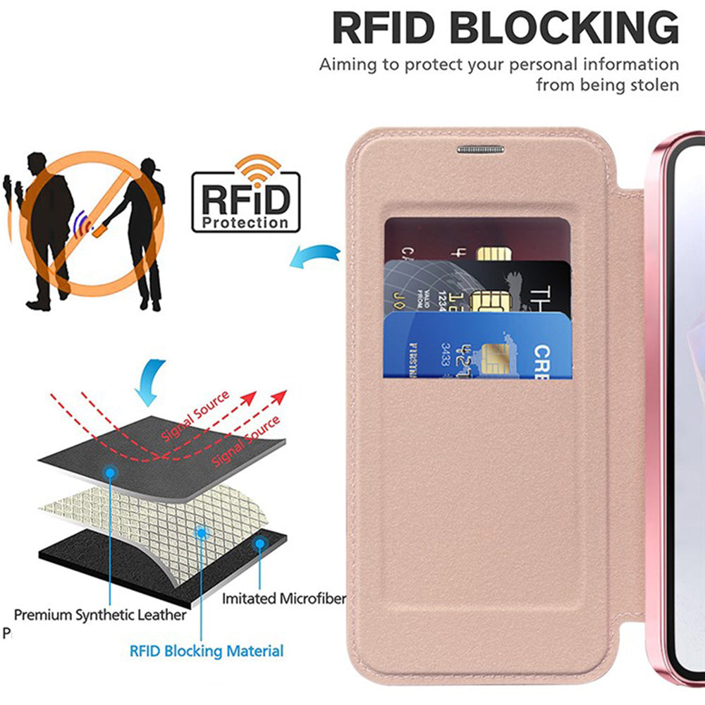 Capa MagSafe para Samsung Galaxy A36 A366, Techsuit, SmartMag Book, Rosa