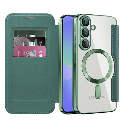 Capa MagSafe para Samsung Galaxy A36 A366, Techsuit, SmartMag Book, Verde