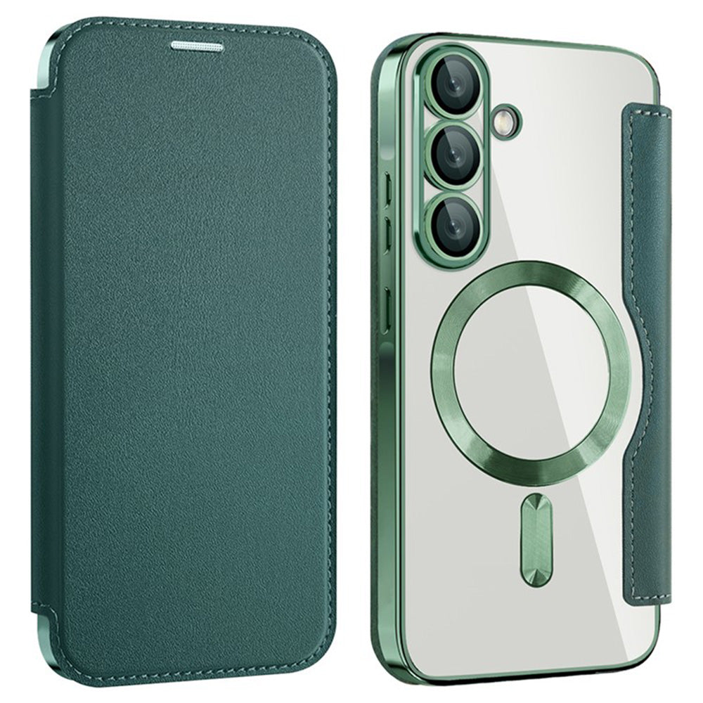 Capa MagSafe para Samsung Galaxy A36 A366, Techsuit, SmartMag Book, Verde