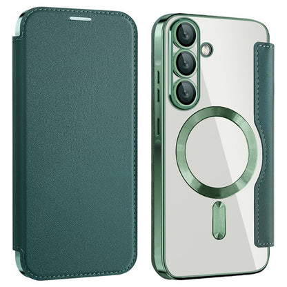 Capa MagSafe para Samsung Galaxy A36 A366, Techsuit, SmartMag Book, Verde