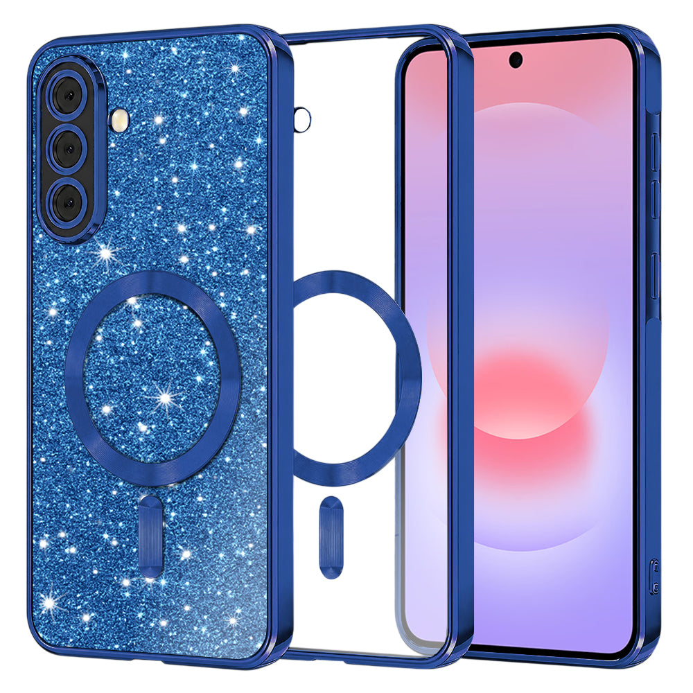 Capa MagSafe para Samsung Galaxy A37 5G, Techsuit, Luxury Glitter, Azul Escuro