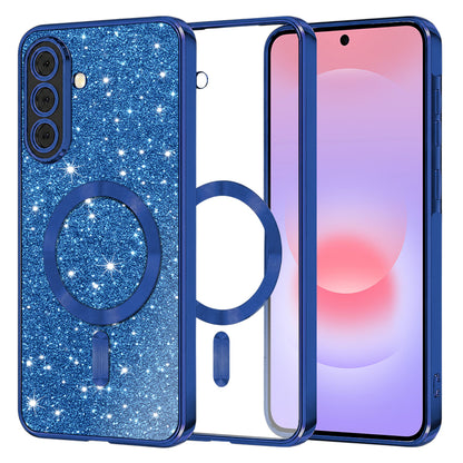 Capa MagSafe para Samsung Galaxy A37 5G, Techsuit, Luxury Glitter, Azul Escuro