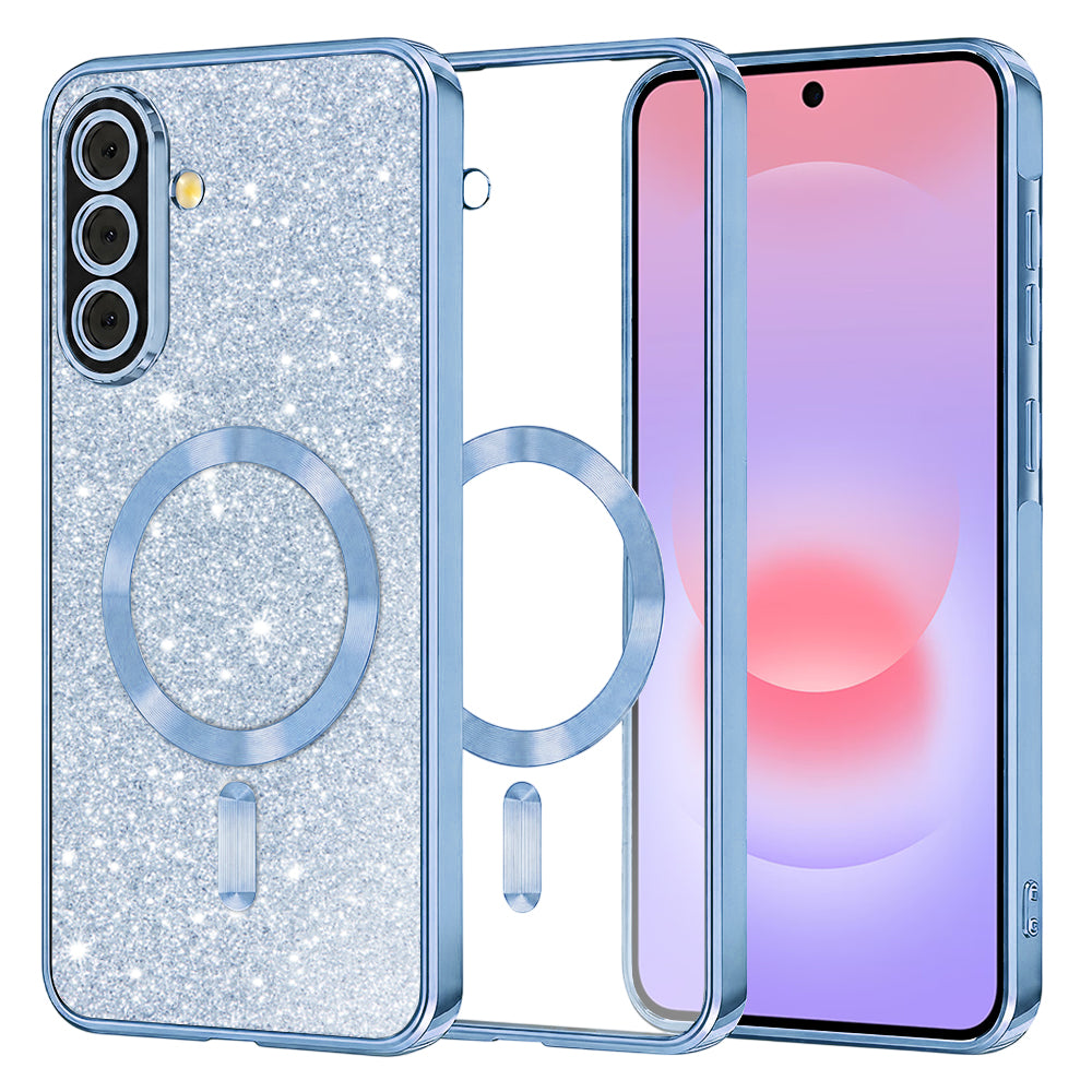 Capa MagSafe para Samsung Galaxy A37 5G, Techsuit, Luxury Glitter, Azul