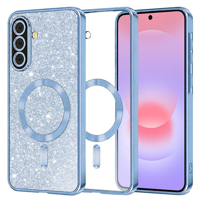 Capa MagSafe para Samsung Galaxy A37 5G, Techsuit, Luxury Glitter, Azul