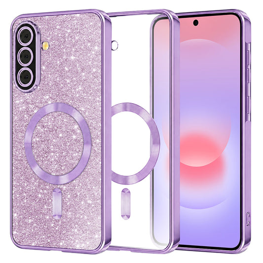Capa MagSafe para Samsung Galaxy A37 5G, Techsuit, Luxury Glitter, Roxo Claro