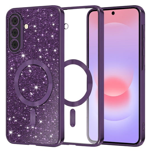Capa MagSafe para Samsung Galaxy A37 5G, Techsuit, Luxury Glitter, Roxo Escuro
