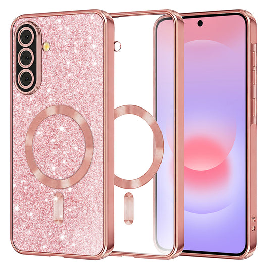 Capa MagSafe para Samsung Galaxy A37 5G, Techsuit, Luxury Glitter, Rosa Dourado